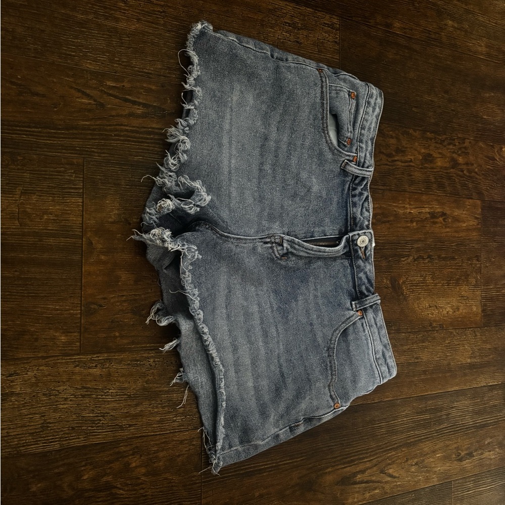 Almost Famous Blue Frayed Jean Shorts